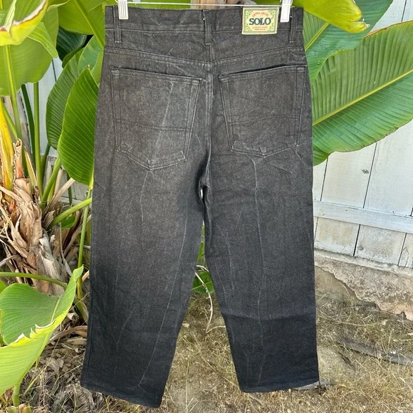 Vintage 90s Solo Semore Baggy Jeans Black USA Made 100% Cotton 30x31